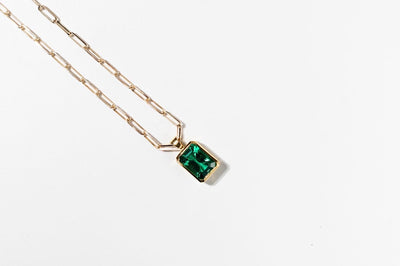 12ct Emerald Necklace - 14k Yellow Gold