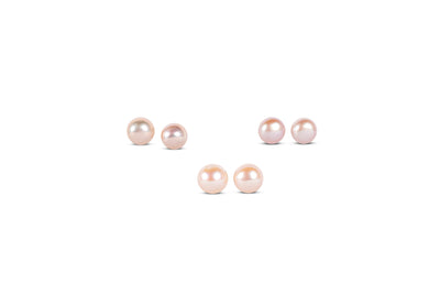 Small Button Pearl Earrings - White 10mm