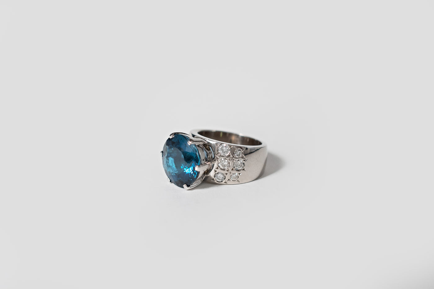 London Blue Topaz with Diamonds - 14k White Gold