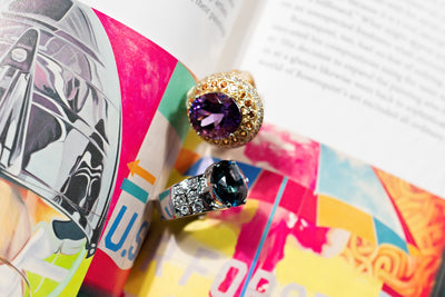 Royal Purple Amethyst, Diamond & Sapphire Ring