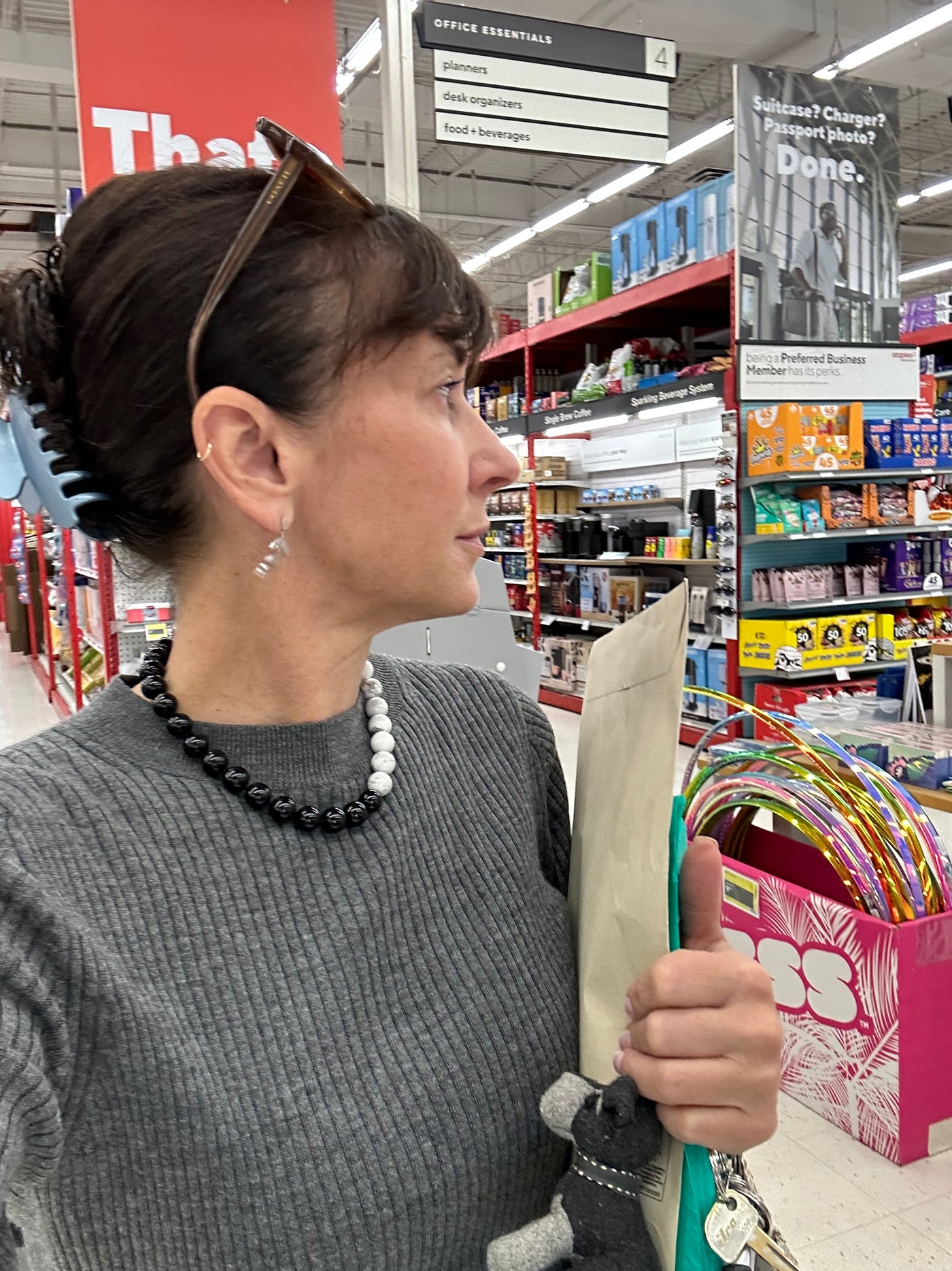 Black & Black Onyx and Howlite Necklace - Grey Accent