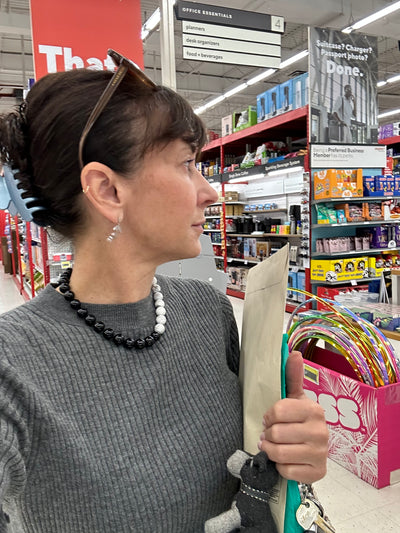 Black & Black Onyx and Howlite Necklace - Grey Accent