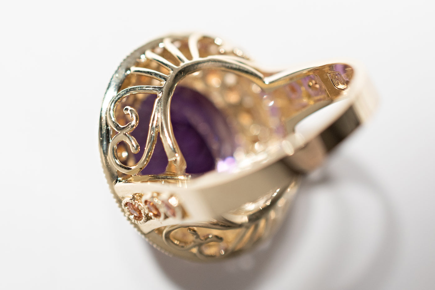 10ct Purple Amethyst, Diamond and Sapphire Ring