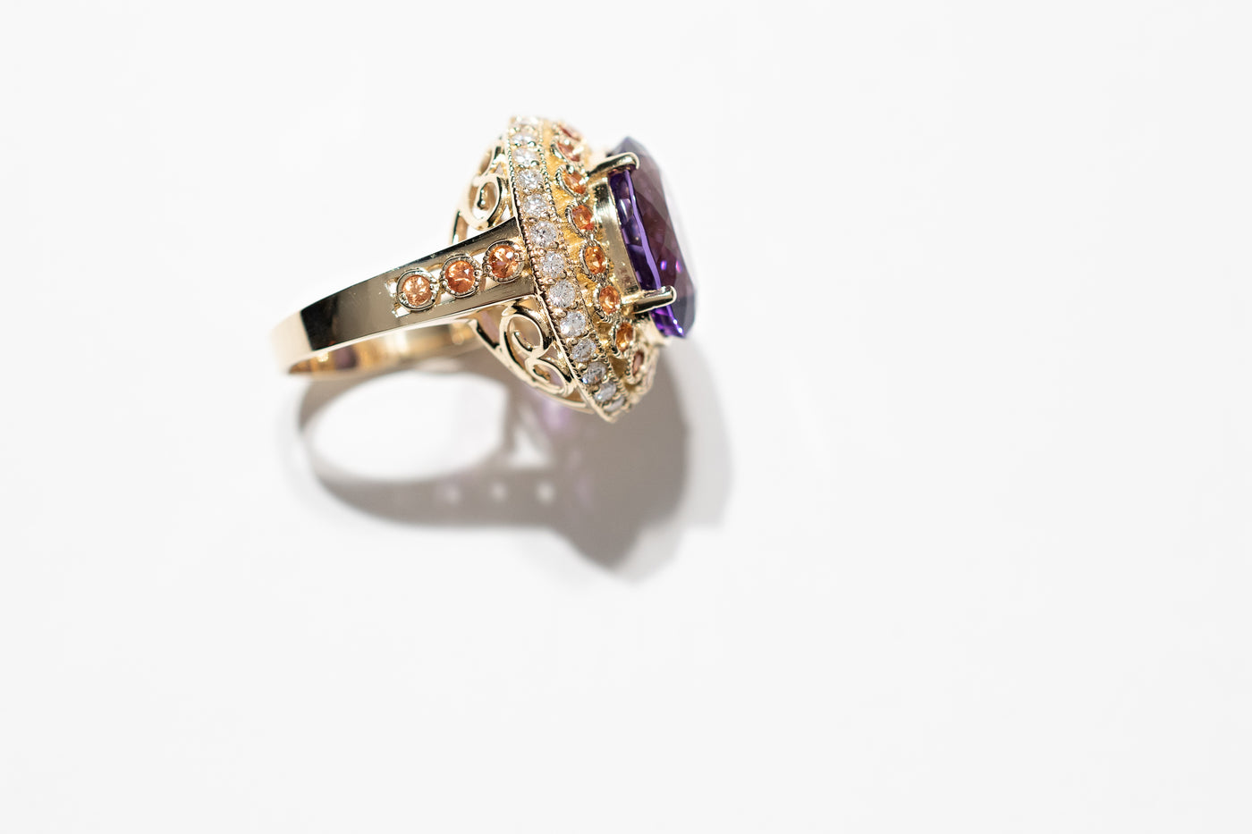 10ct Purple Amethyst, Diamond and Sapphire Ring