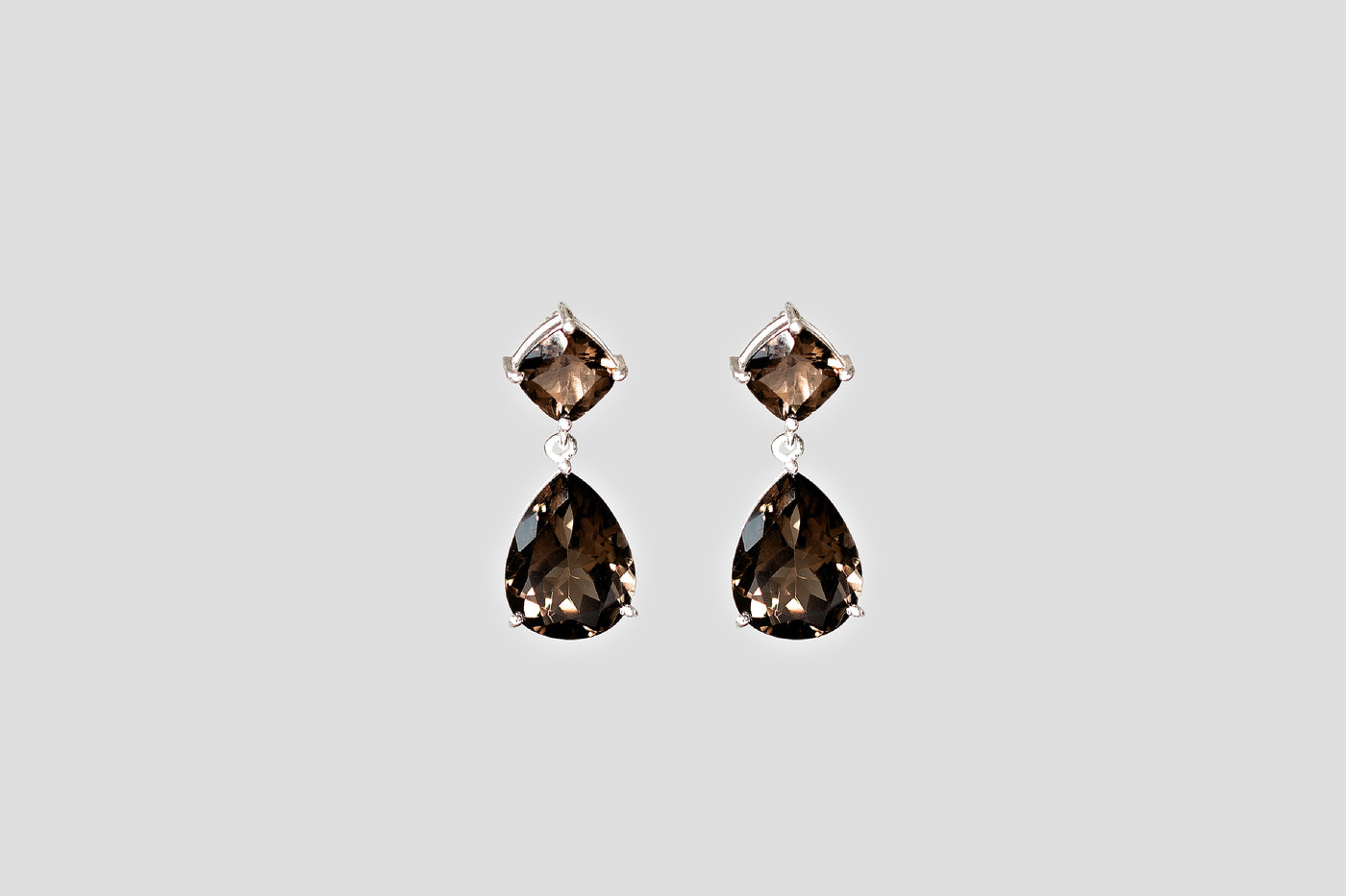 Smokey Topaz 7ct Drop Earrings – Sterling Silver