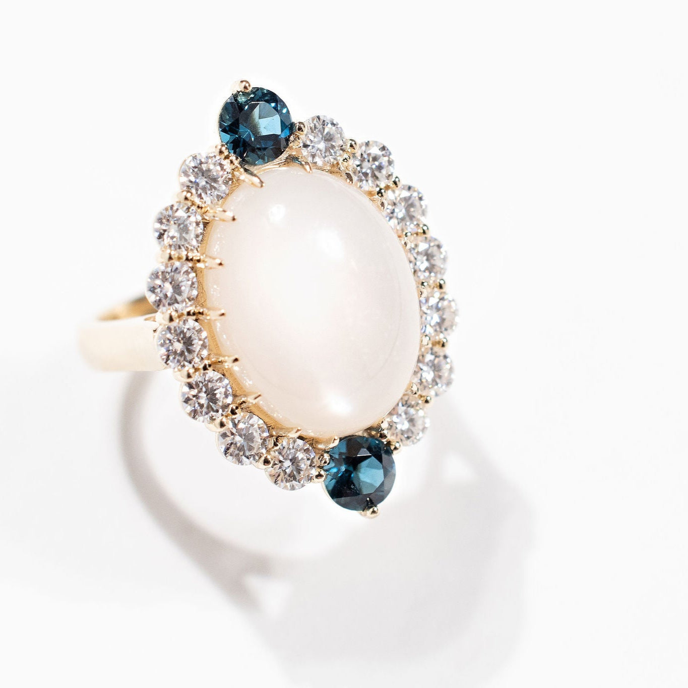 10ct Moonstone and Blue Topaz Ring - 10k Gold