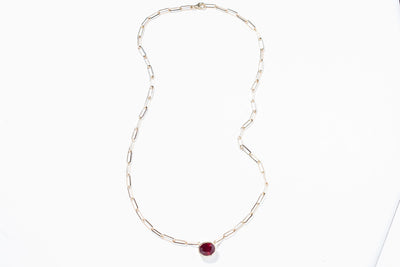 4ct Oval Ruby Necklace - 14k yellow gold