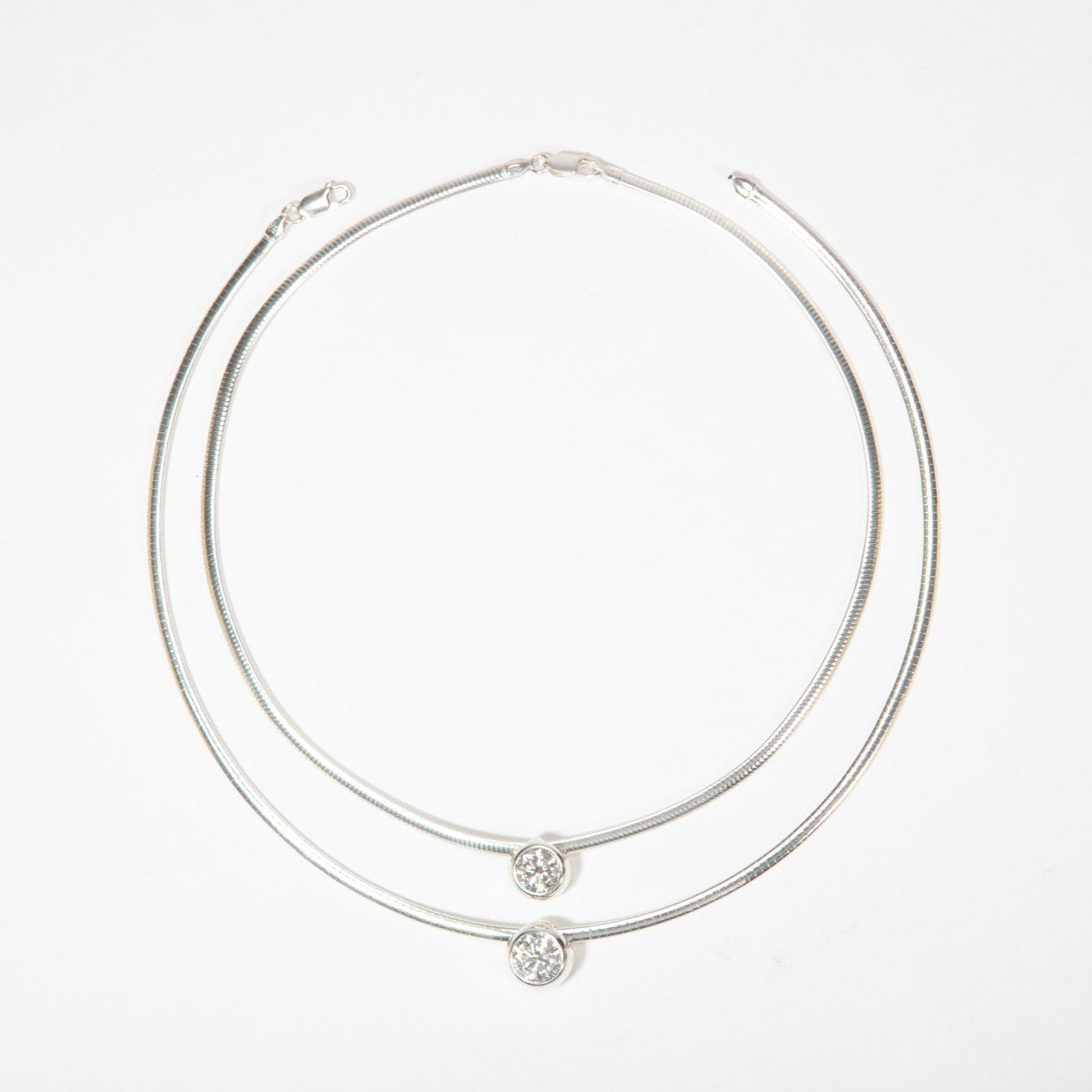 2ct Moissanite Pendant Necklace Omega Chain