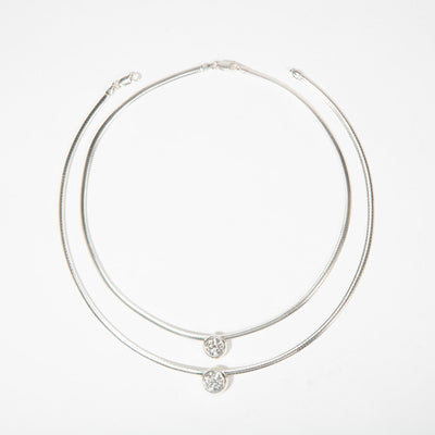 2ct Moissanite Pendant Necklace Omega Chain