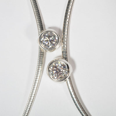 2ct Moissanite Pendant Necklace Omega Chain