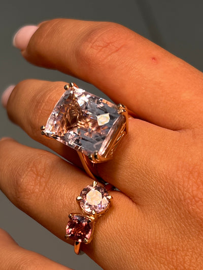 20ct Pink Kunzite Cocktail Ring - 10k Rose Gold