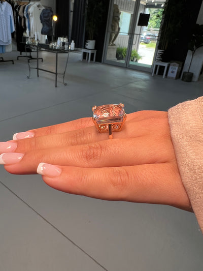 20ct Pink Kunzite Cocktail Ring - 10k Rose Gold
