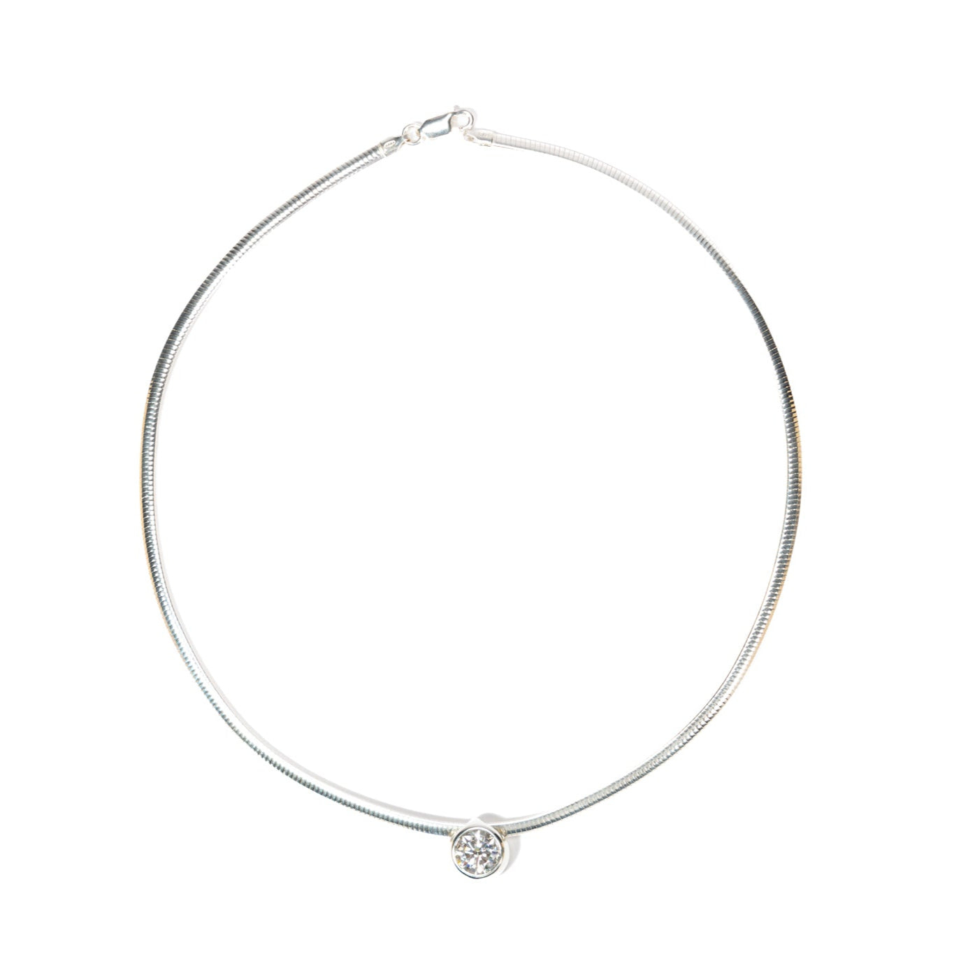 2ct Moissanite Pendant Necklace Omega Chain