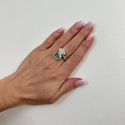 Emerald & Moissanite Marquise Ring