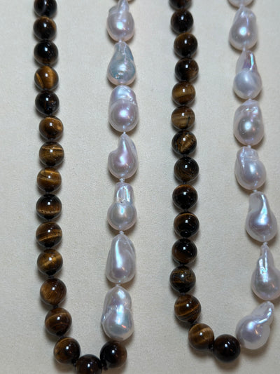 Half Tiger - Baroque Pearl Necklace 18 inch