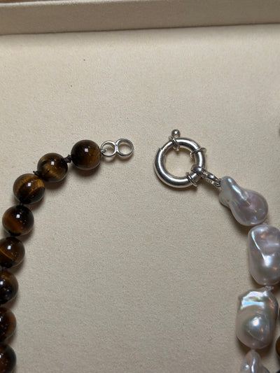 Half Tiger - Baroque Pearl Necklace 18 inch