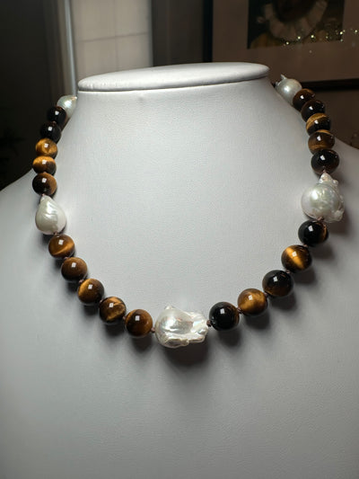 Baroque & Tiger Eye Necklace