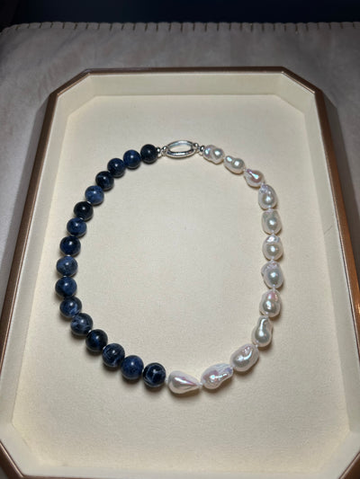 Half Blue Baroque Necklace