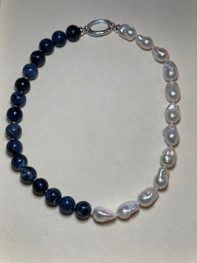 Half Blue Baroque Necklace