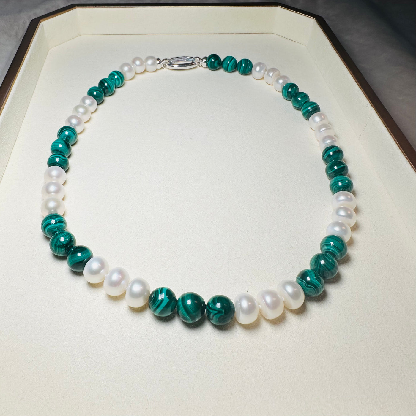 Three Three Malachite & Pearl Necklace