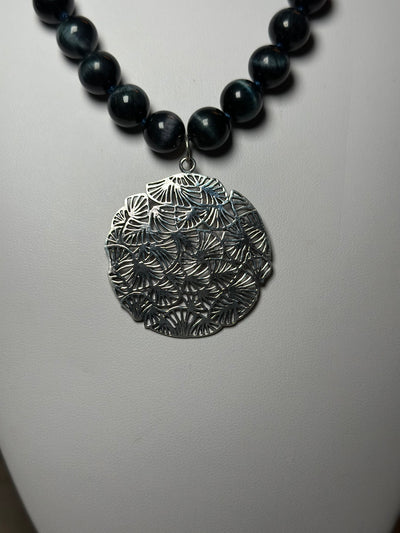 Fan Necklace - Stone Blue Tiger Eye