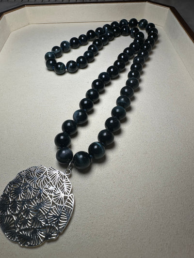 Fan Necklace - Stone Blue Tiger Eye