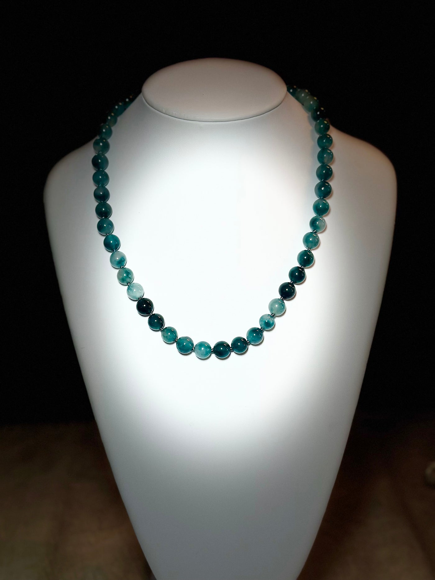 Blue Jade Necklace - 22 inches
