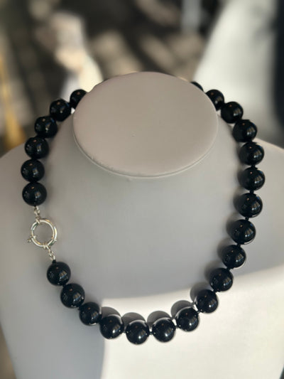 Oversized Black Onyx Necklace - 18 inches