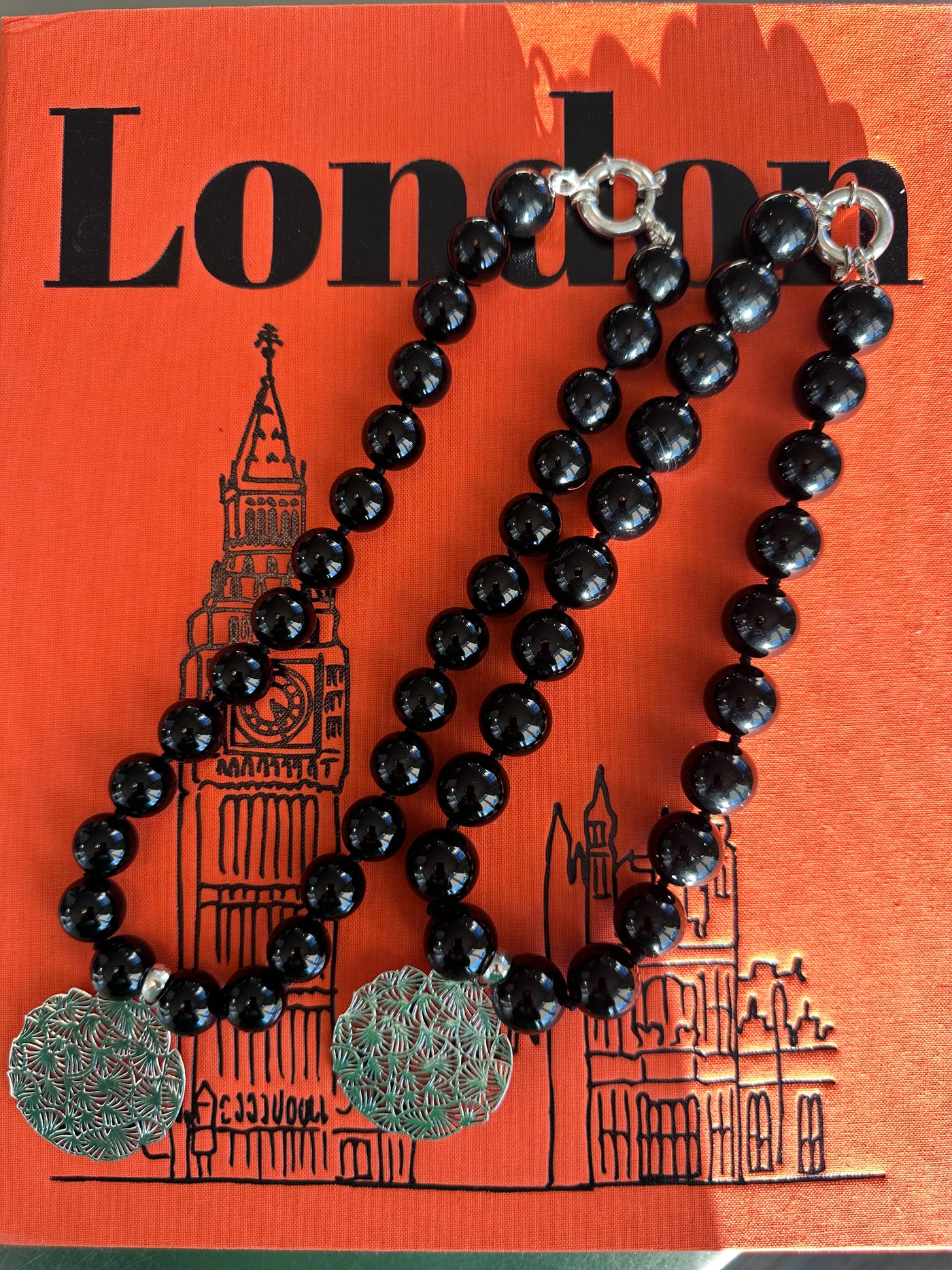 Black Onyx Necklace - Sterling Silver Clasp