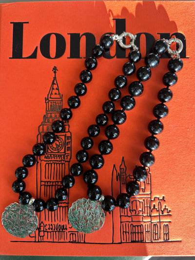 Black Onyx Necklace - Sterling Silver Clasp