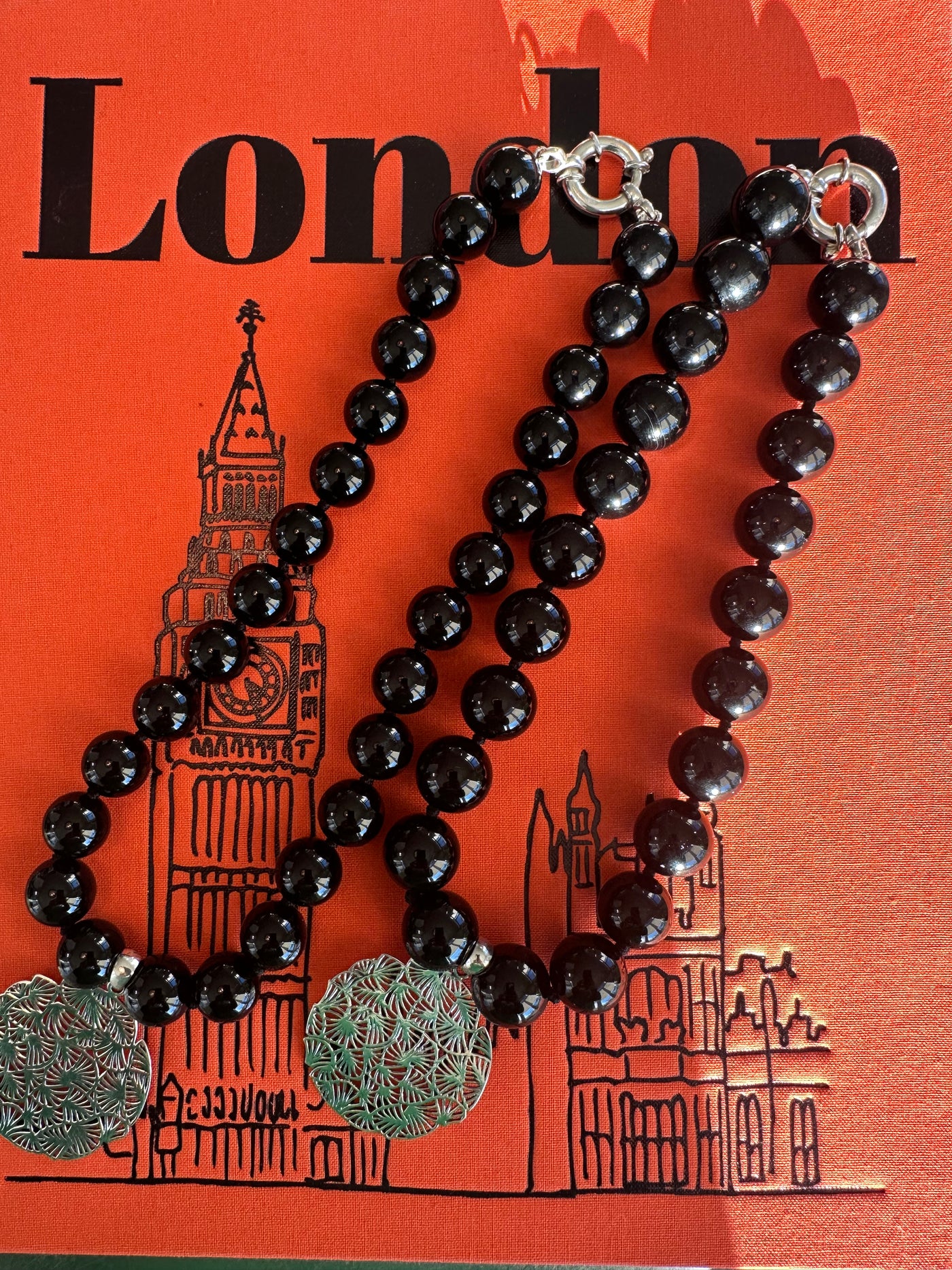 Black Onyx Necklace - Sterling Silver Clasp