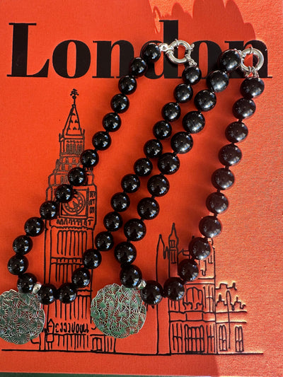 Black Onyx Necklace - Sterling Silver Clasp