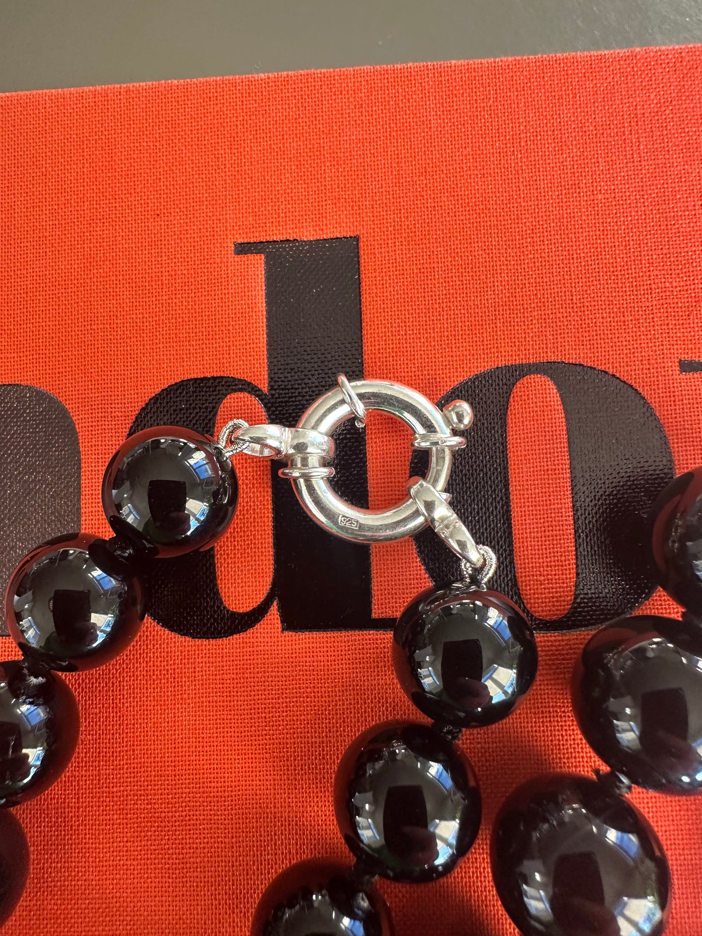 Black Onyx Necklace - Sterling Silver Clasp