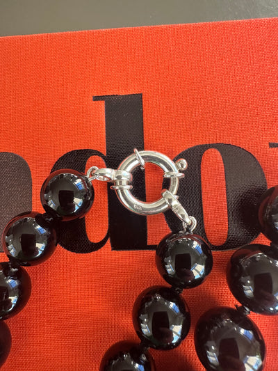 Black Onyx Necklace - Sterling Silver Clasp
