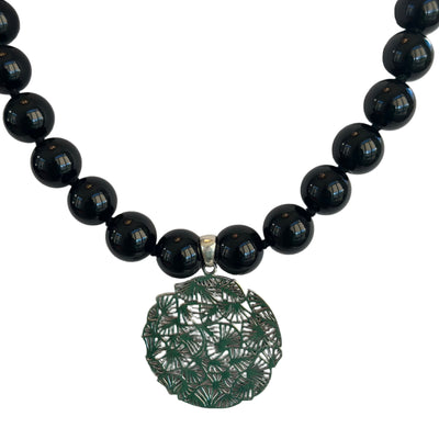 Black Onyx Necklace - Sterling Silver Clasp