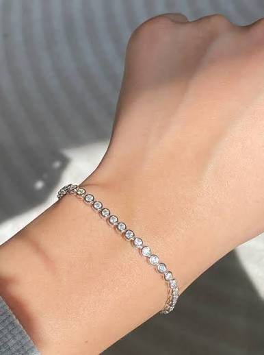 Big Bezel Sterling Silver Tennis Bracelet