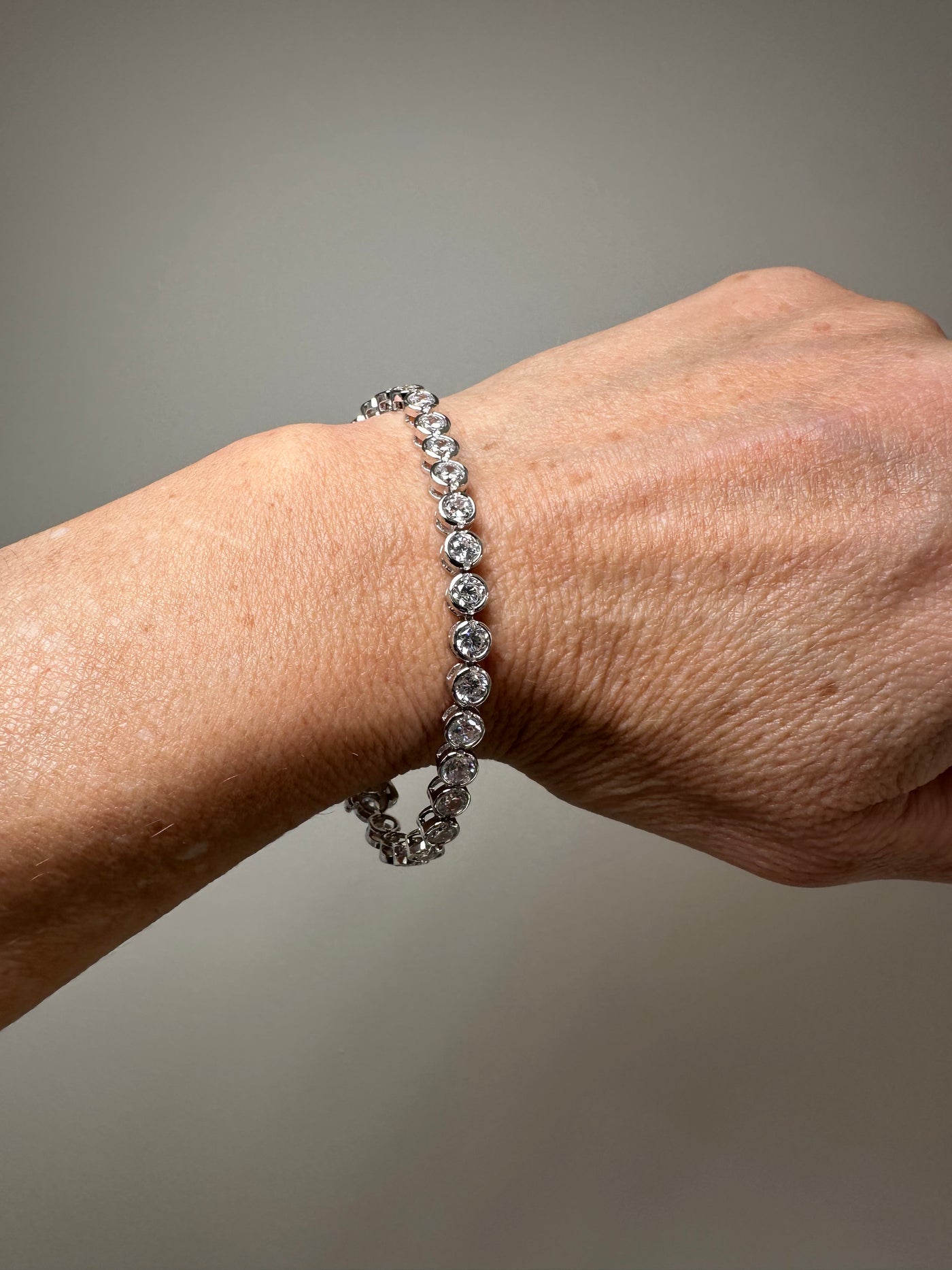 Big Bezel Sterling Silver Tennis Bracelet