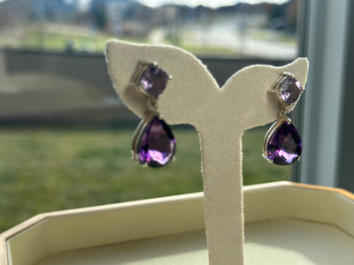 Double Drop Earrings - Lavender & Purple Amethyst (Copy)