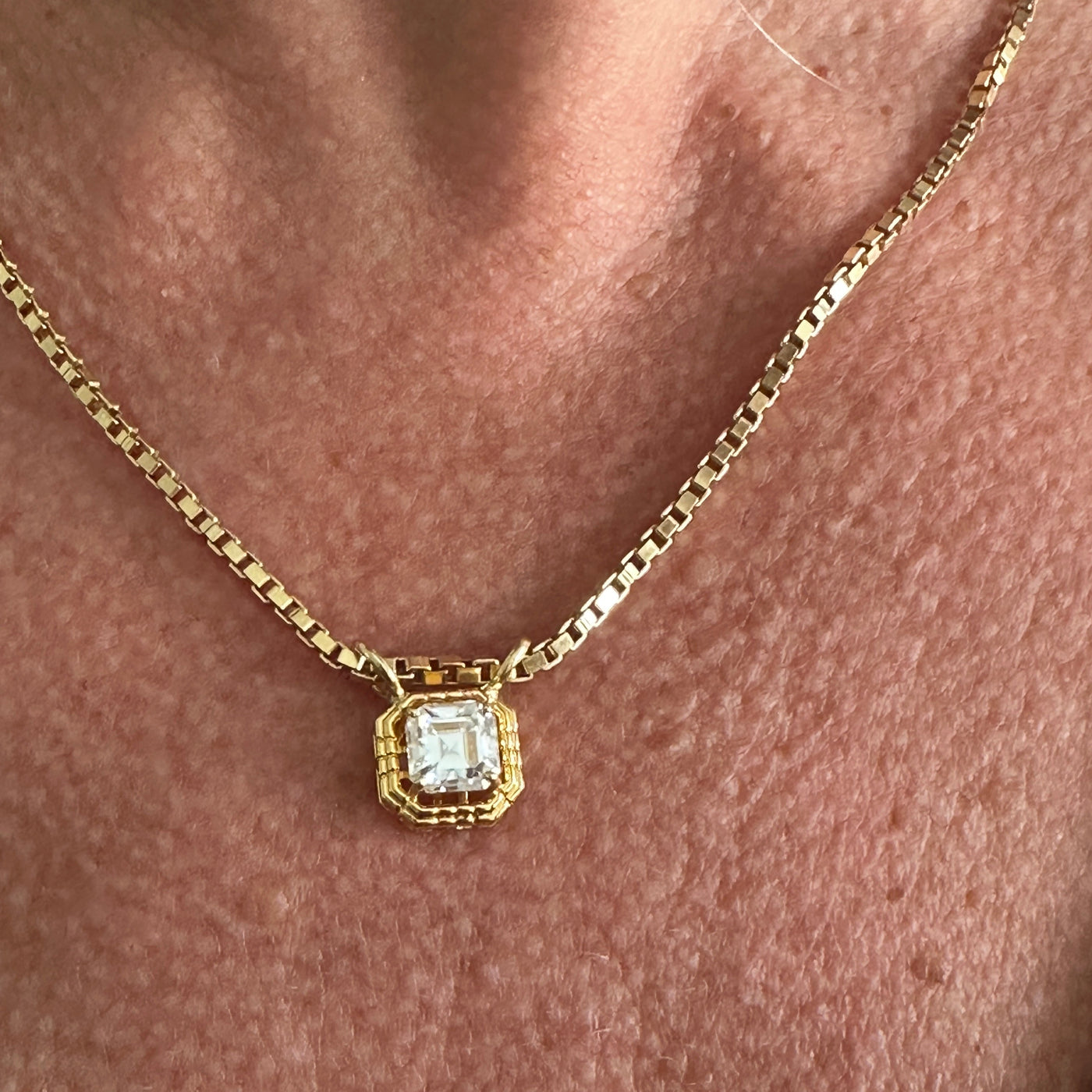 1ct Square Pendant Necklace - 14k Yellow Gold