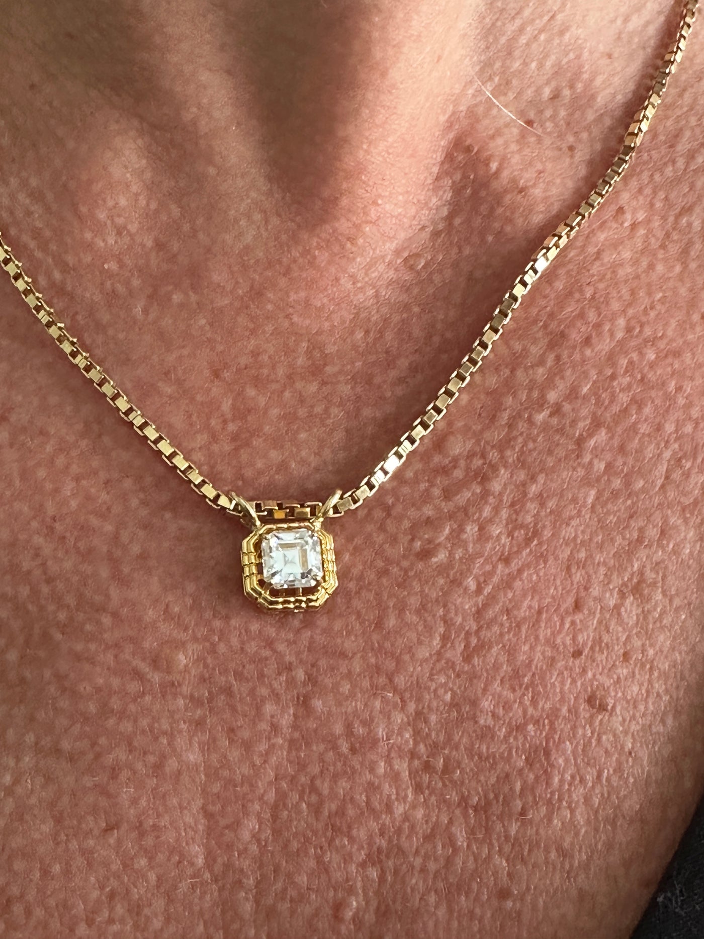 1ct Square Pendant Necklace - 14k Yellow Gold