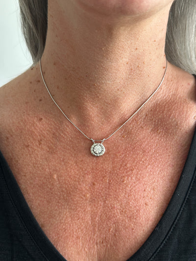 1ct Round Pendant Necklace - 10k White Gold