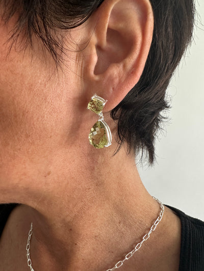 7ct Green Amethyst Drop Earrings – Sterling Silver