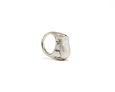 Creamy White Baroque Pearl Ring
