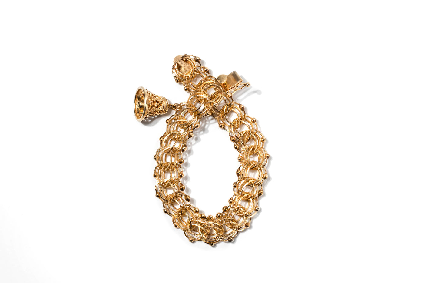 Vintage Bell Charm bracelet - 14k Yellow Gold