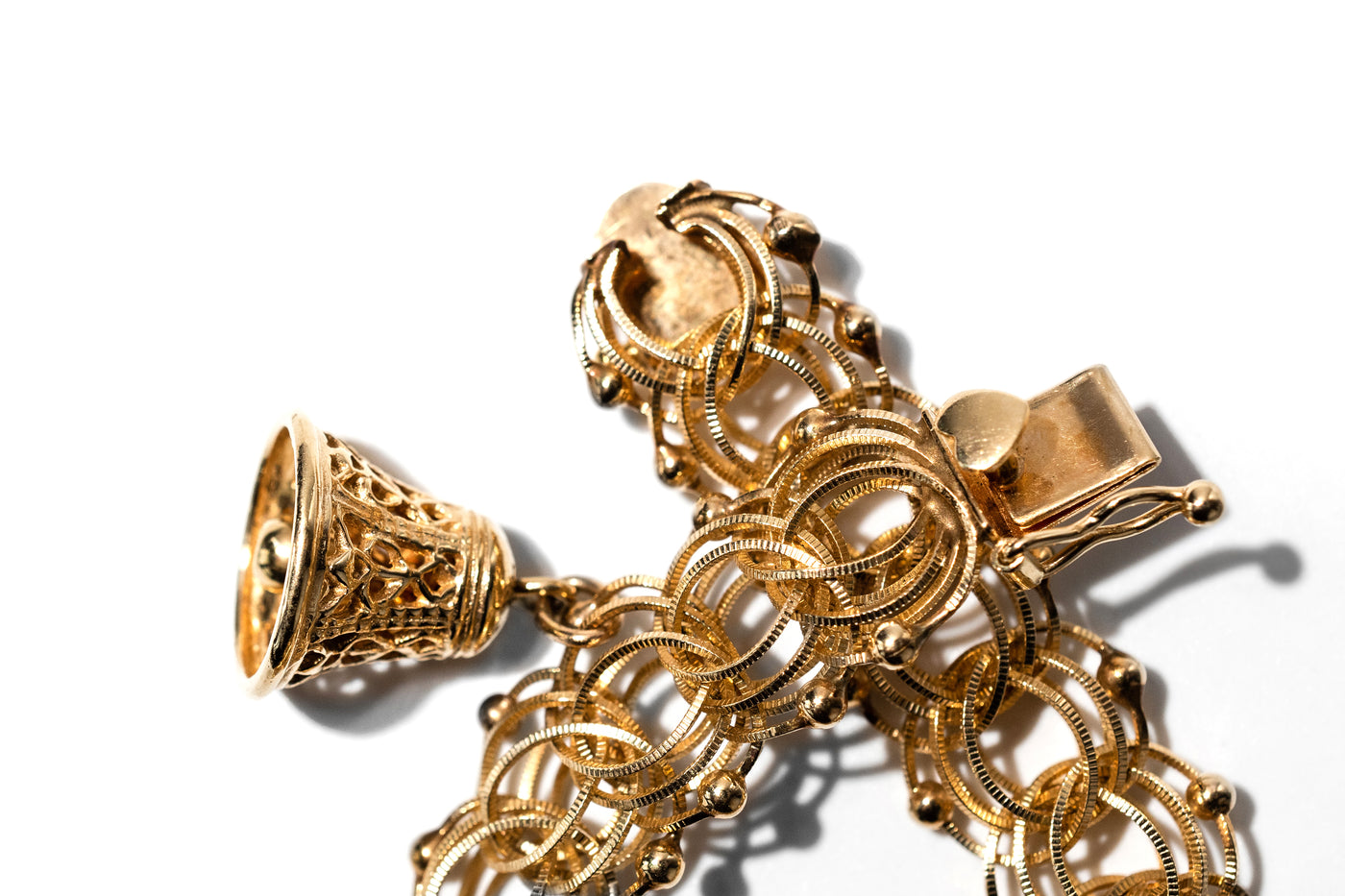 Vintage Bell Charm bracelet - 14k Yellow Gold