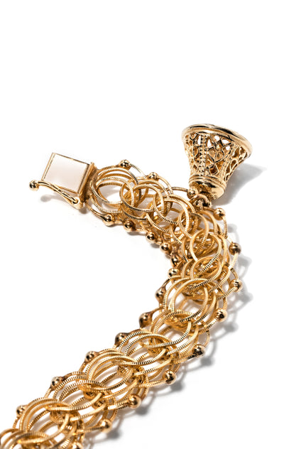 Vintage Bell Charm bracelet - 14k Yellow Gold