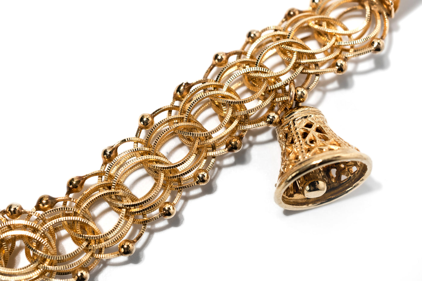 Vintage Bell Charm bracelet - 14k Yellow Gold