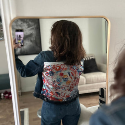 Multi Coloured Jean Jacket- L