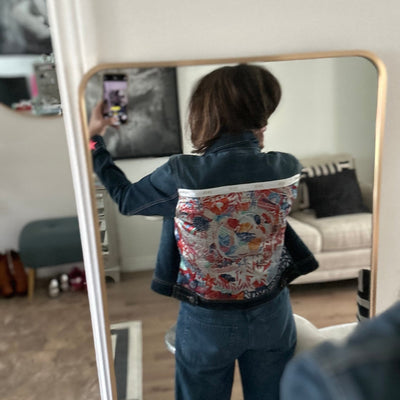 Multi Coloured Jean Jacket- L