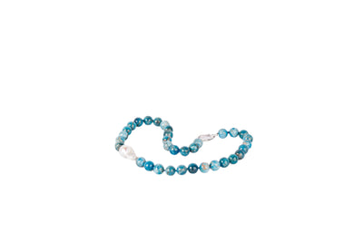 Apatite and White Baroque Pearl Necklace